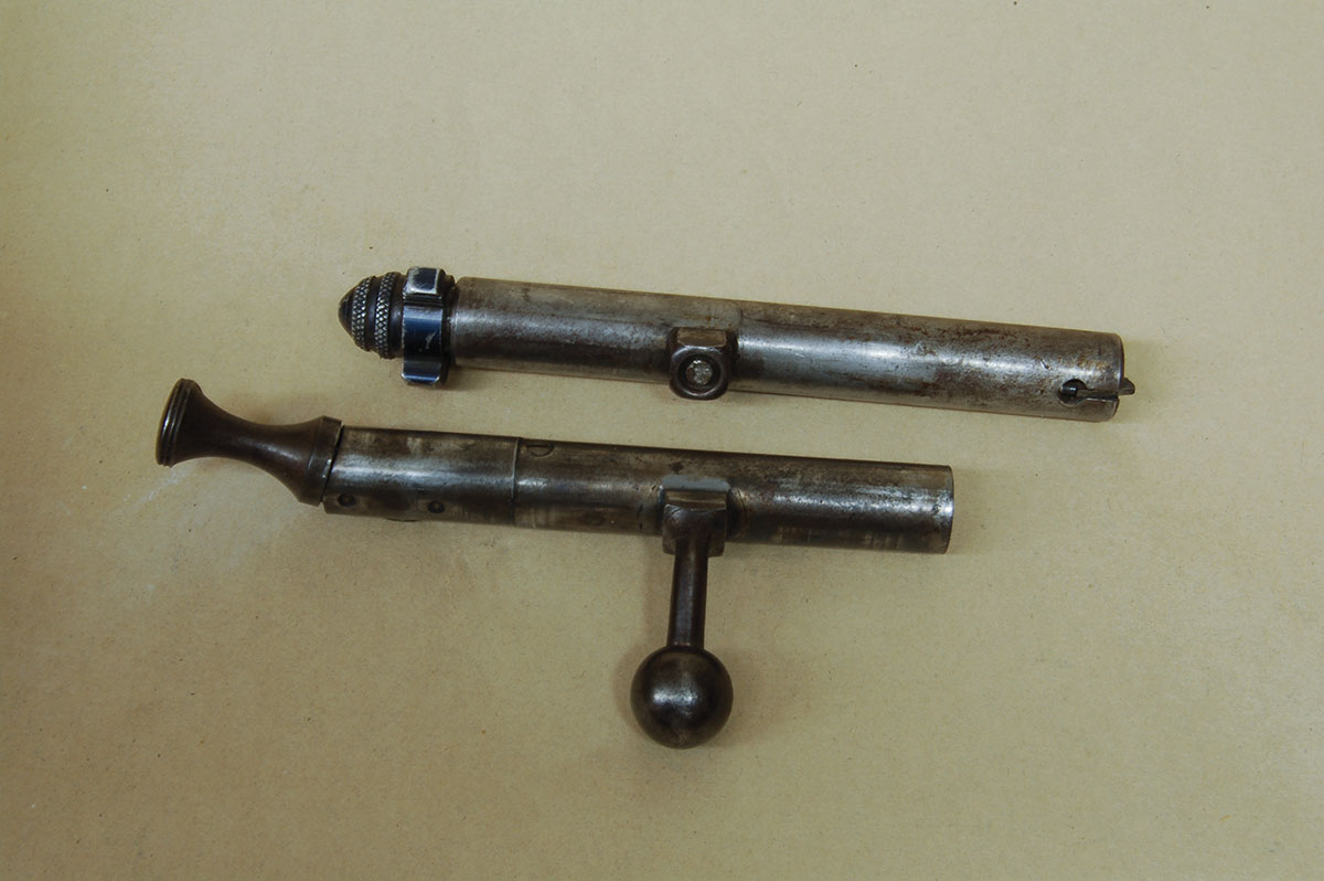 The Mark X bolt handle (bottom) appears to be forged in one piece with the body, so it can’t break off or fall out like the Remington  M514 (top).